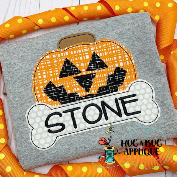 Jackolantern Bone Bean Stitch Applique Design, Applique