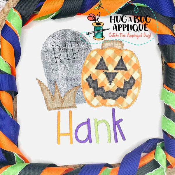 Jackolantern RIP Zig Zag Stitch Applique Design, Applique