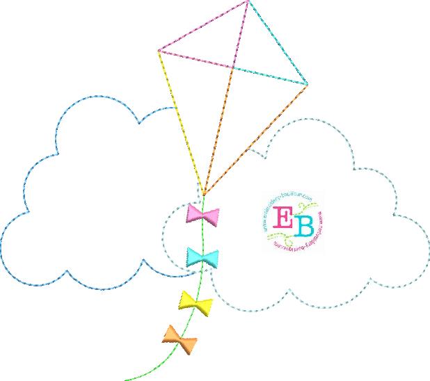 Kite Clouds Bean Stitch Applique, Applique