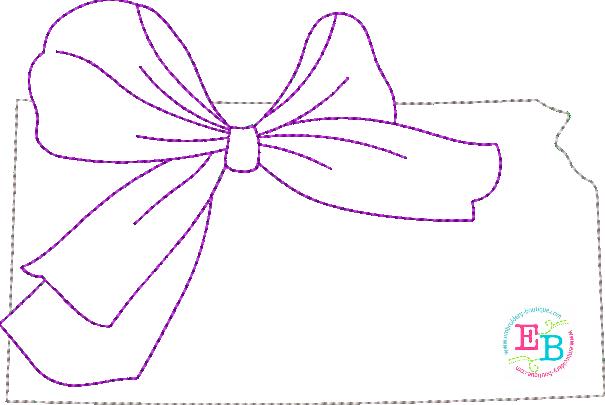 Big Bow Kansas Bean Stitch Applique, Applique
