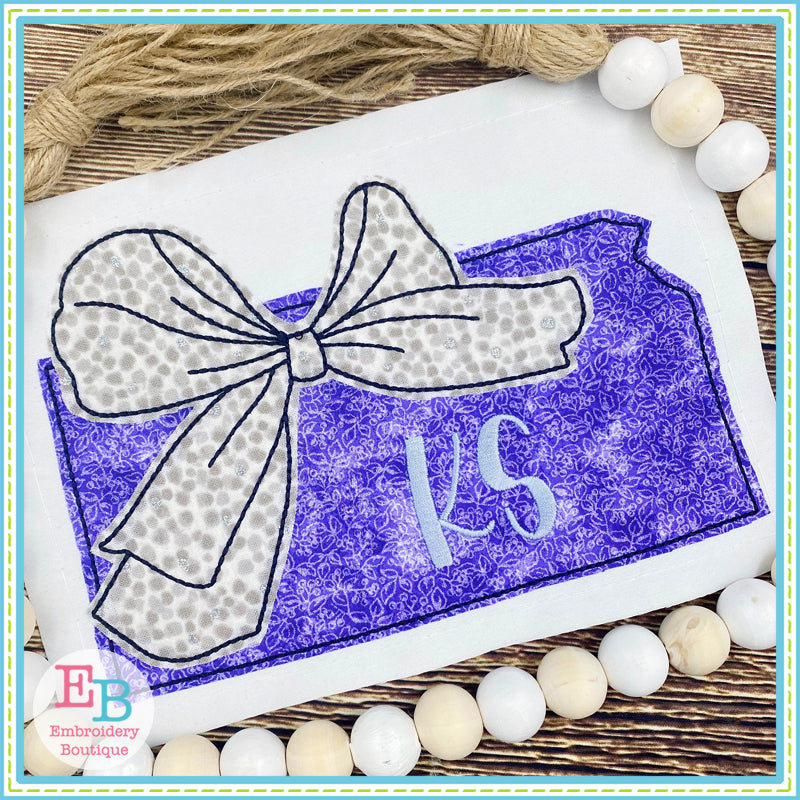 Big Bow Kansas Bean Stitch Applique, Applique