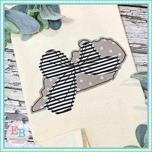 Big Bow Kentucky Bean Stitch Applique, Applique