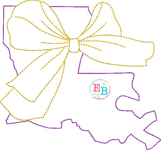 Big Bow Louisiana Bean Stitch Applique, Applique