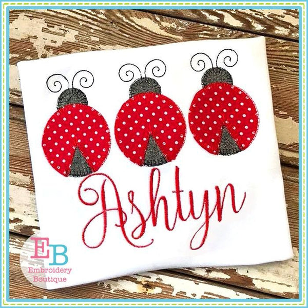 Ladybug Trio Blanket Stitch Applique, Applique