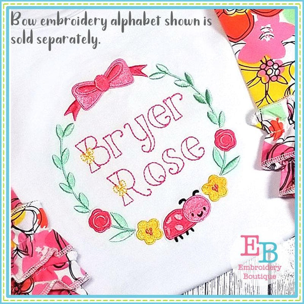 Ladybug Wreath Design, Embroidery