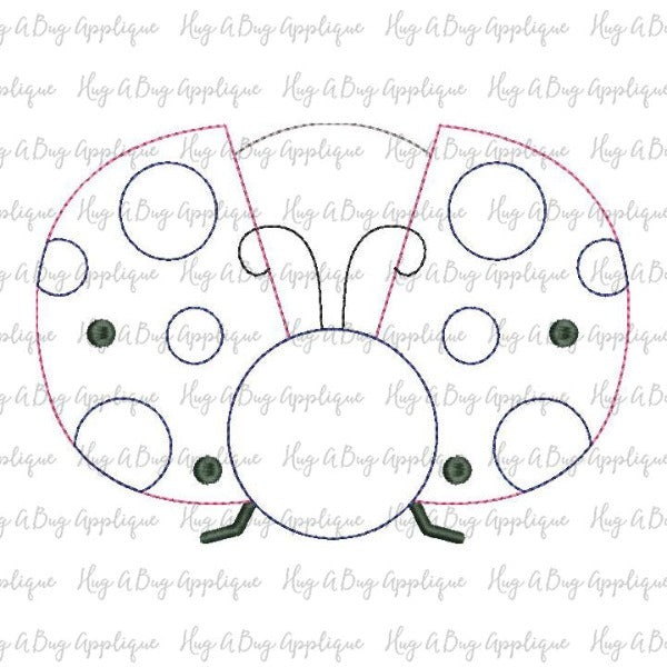 Ladybug Bean Stitch Applique Design, Applique