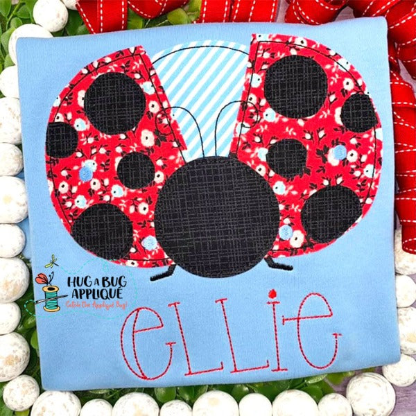 Ladybug Bean Stitch Applique Design, Applique