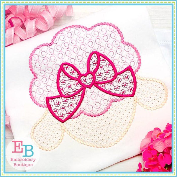 Motif Lamb Face with Bow Design, Embroidery