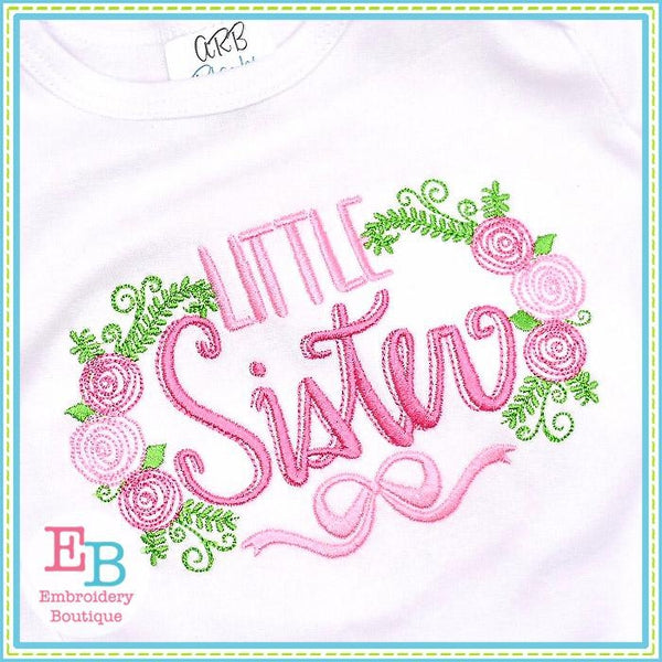 Little Sister Roses Embroidery Design, Embroidery