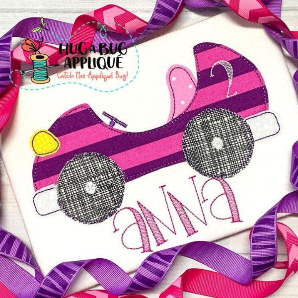 Little Car Bean Stitch Applique Design, Applique