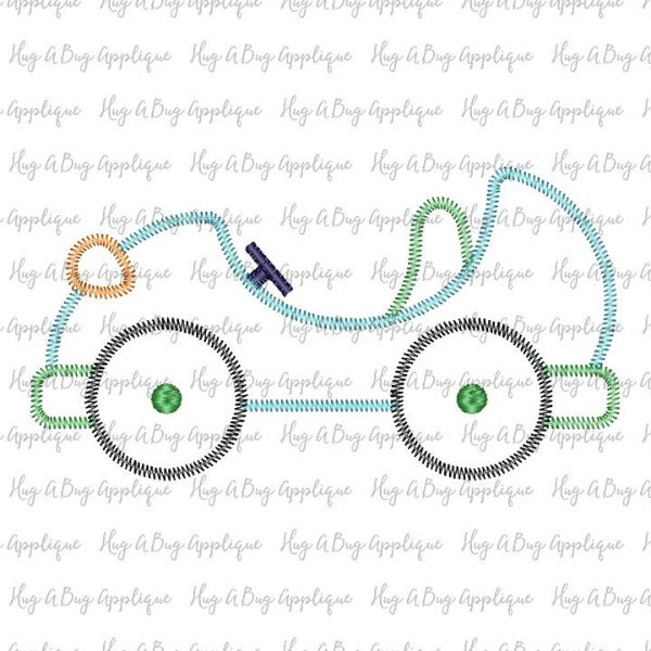 Little Car Zig Zag Stitch Applique Design, Applique