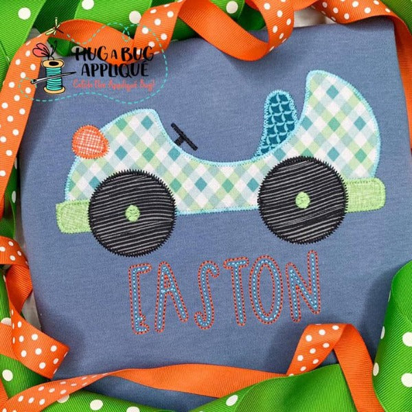 Little Car Zig Zag Stitch Applique Design, Applique