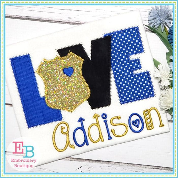 Police Love Zigzag Applique, Applique