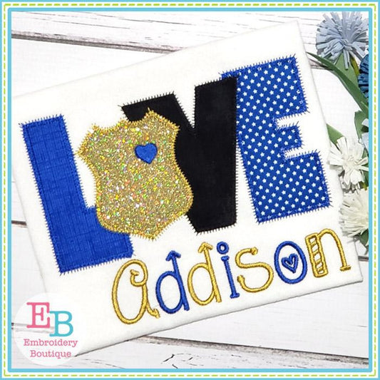 Police Love Zigzag Applique, Applique