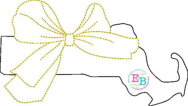 Big Bow Nebraska Bean Stitch Applique, Applique