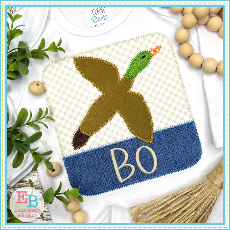 Mallard Patch Name Zigzag Applique, Applique