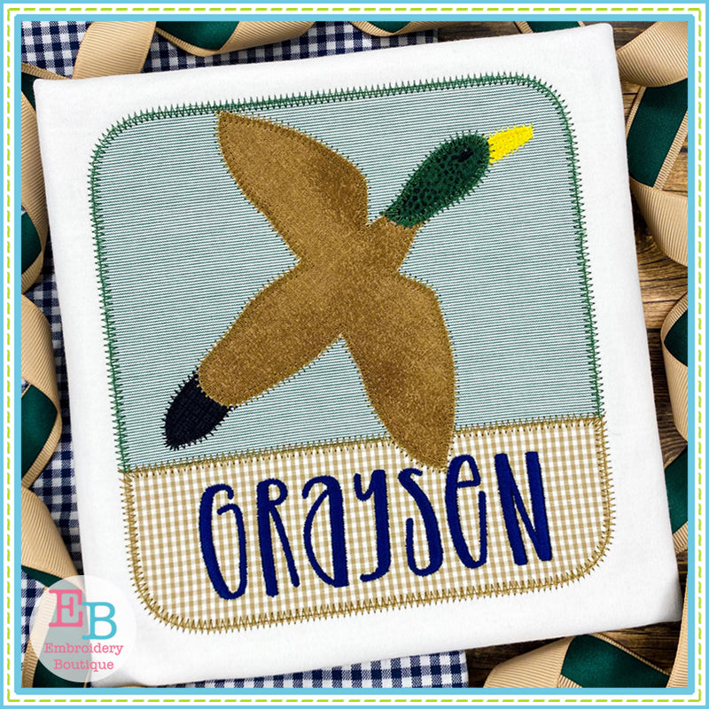 Mallard Patch Name Zigzag Applique, Applique