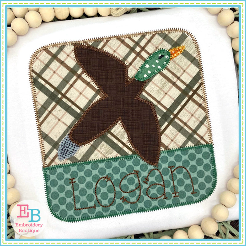Mallard Patch Name Zigzag Applique, Applique
