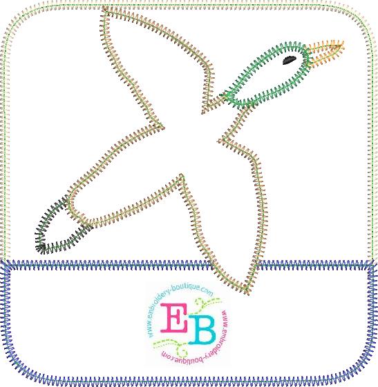 Mallard Patch Name Zigzag Applique, Applique