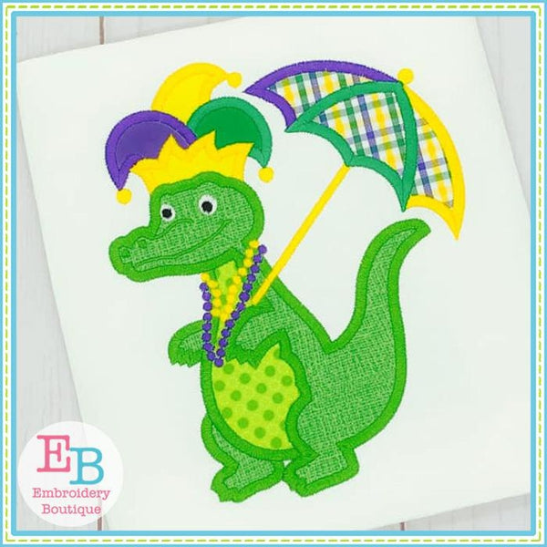 Gator Mardi Gras Applique, Applique