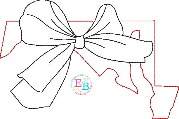 Big Bow Maryland Bean Stitch Applique, Applique