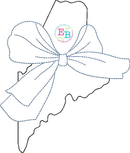 Big Bow Maine Bean Stitch Applique, Applique