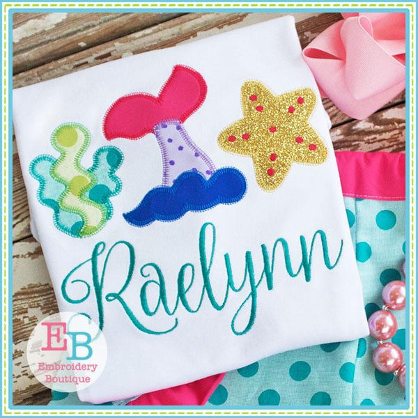 Mermaid Tail Trio Blanket Stitch Applique, Applique