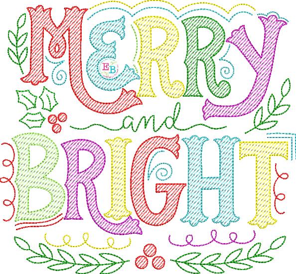 Merry and Bright Embroidery Design, Embroidery