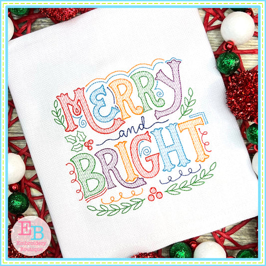 Merry and Bright Embroidery Design, Embroidery