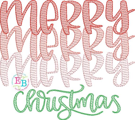 Merry Merry Sketch Embroidery Design, Embroidery