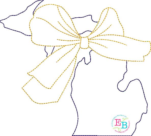 Big Bow Michigan Bean Stitch Applique, Applique
