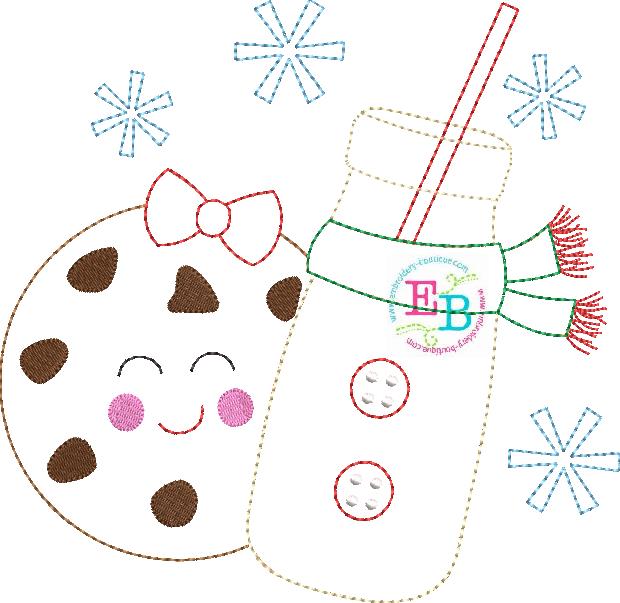 Milk Cookies Bow Bean Stitch Applique, Applique Designs