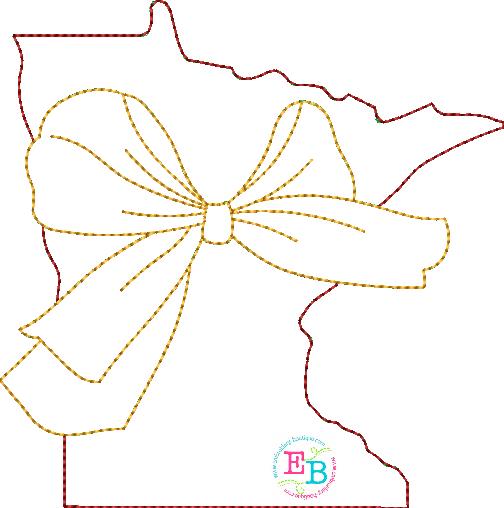 Big Bow Minnesota Bean Stitch Applique, Applique