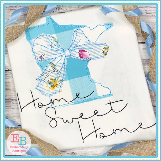 Big Bow Minnesota Bean Stitch Applique, Applique