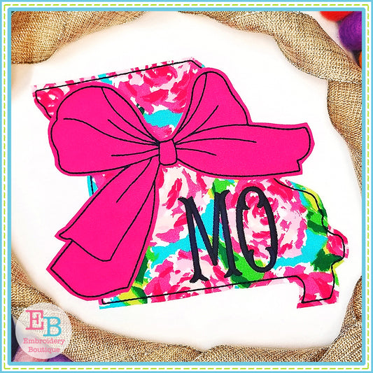 Big Bow Missouri Bean Stitch Applique, Applique