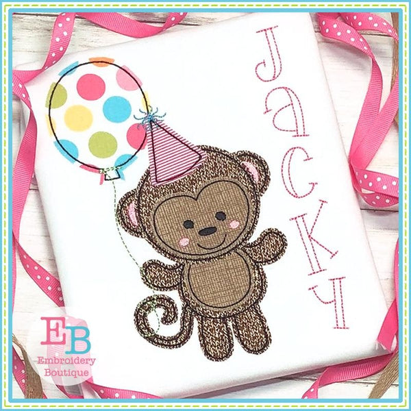 Birthday Monkey Applique, Applique