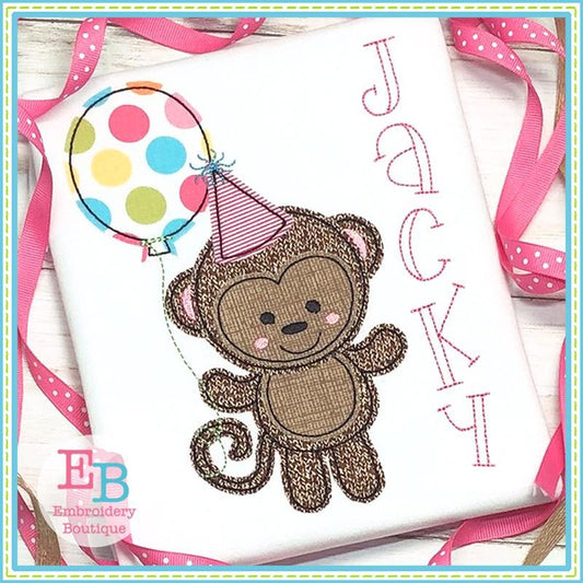 Birthday Monkey Applique, Applique