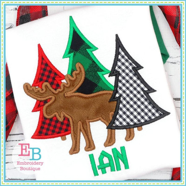 Moose Trees Satin Applique, Applique