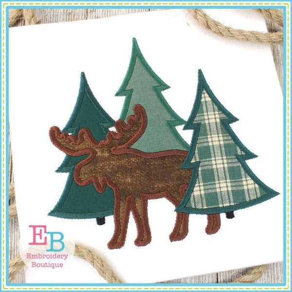 Moose Trees Satin Applique, Applique