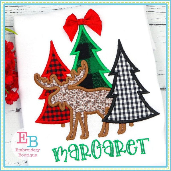 Moose Trees Satin Applique, Applique