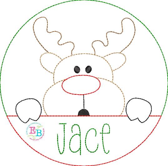 Moose Circle Bean Stitch Applique, Applique