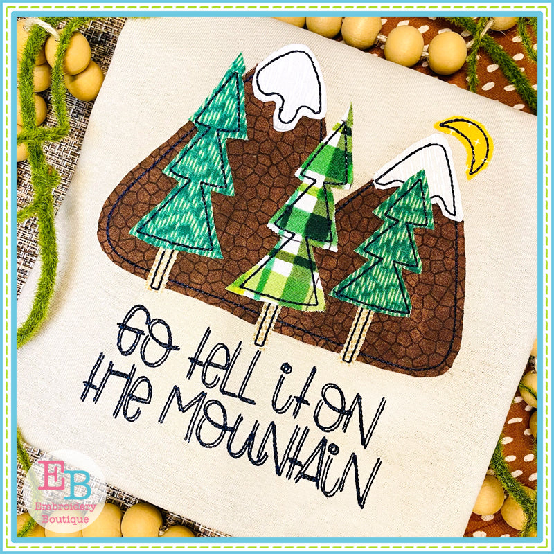 Mountain Trees Bean Stitch Applique, Applique
