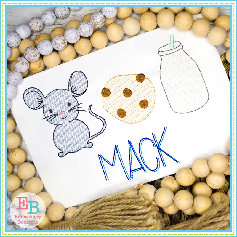 Mouse Cookie Sketch Embroidery Design, Embroidery Design