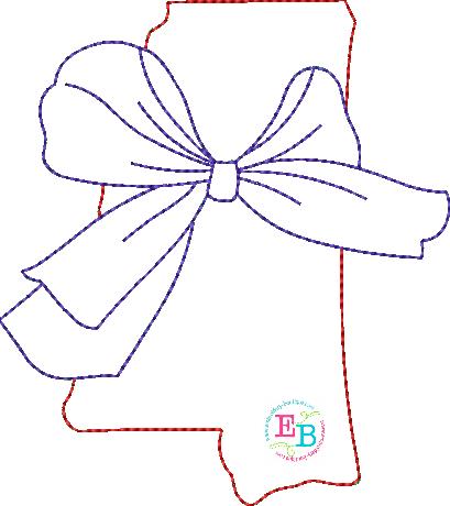 Big Bow Mississippi Bean Stitch Applique, Applique