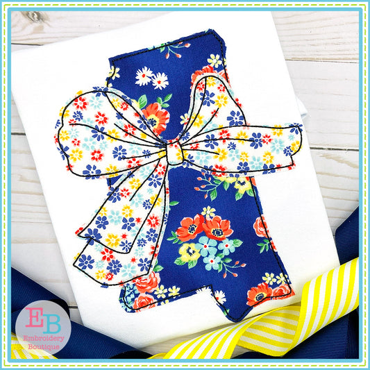 Big Bow Mississippi Bean Stitch Applique, Applique