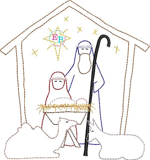 Nativity Bean Stitch Applique, Applique