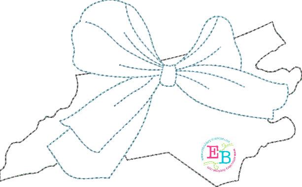 Big Bow North Carolina Bean Stitch Applique, Applique
