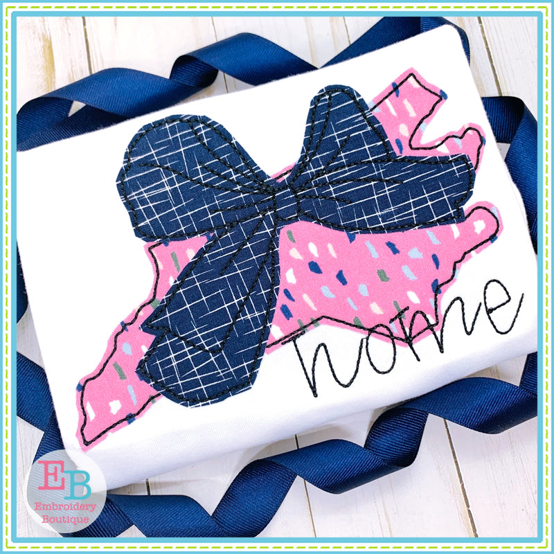 Big Bow North Carolina Bean Stitch Applique, Applique