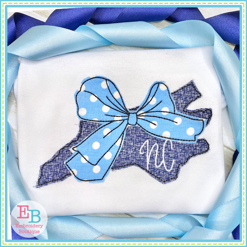 Big Bow North Carolina Bean Stitch Applique, Applique