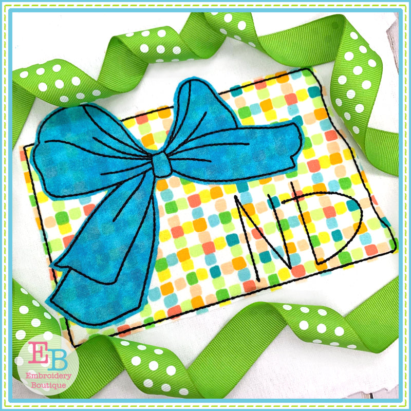 Big Bow North Dakota Bean Stitch Applique, Applique